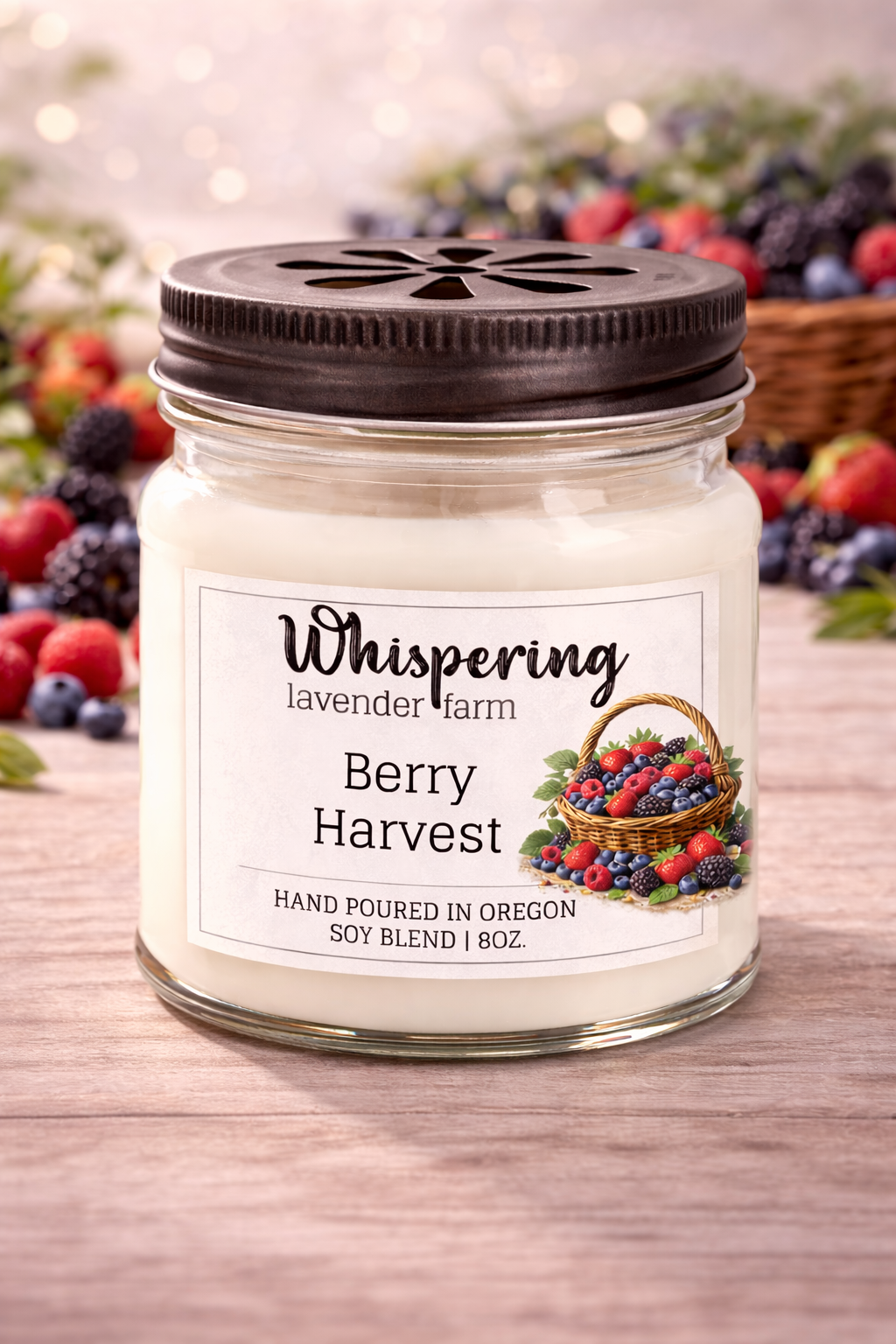 Mason Jar Candle 8oz: Berry Harvest