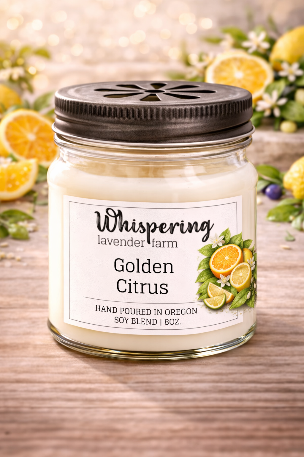 Mason Jar Candle 8oz: Golden Citrus