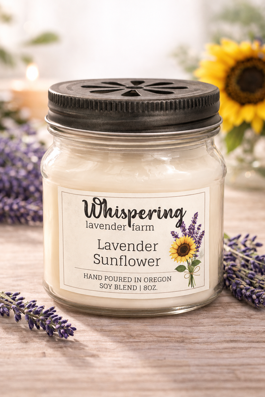 Mason Jar Candle 8oz: Lavender Sunflower