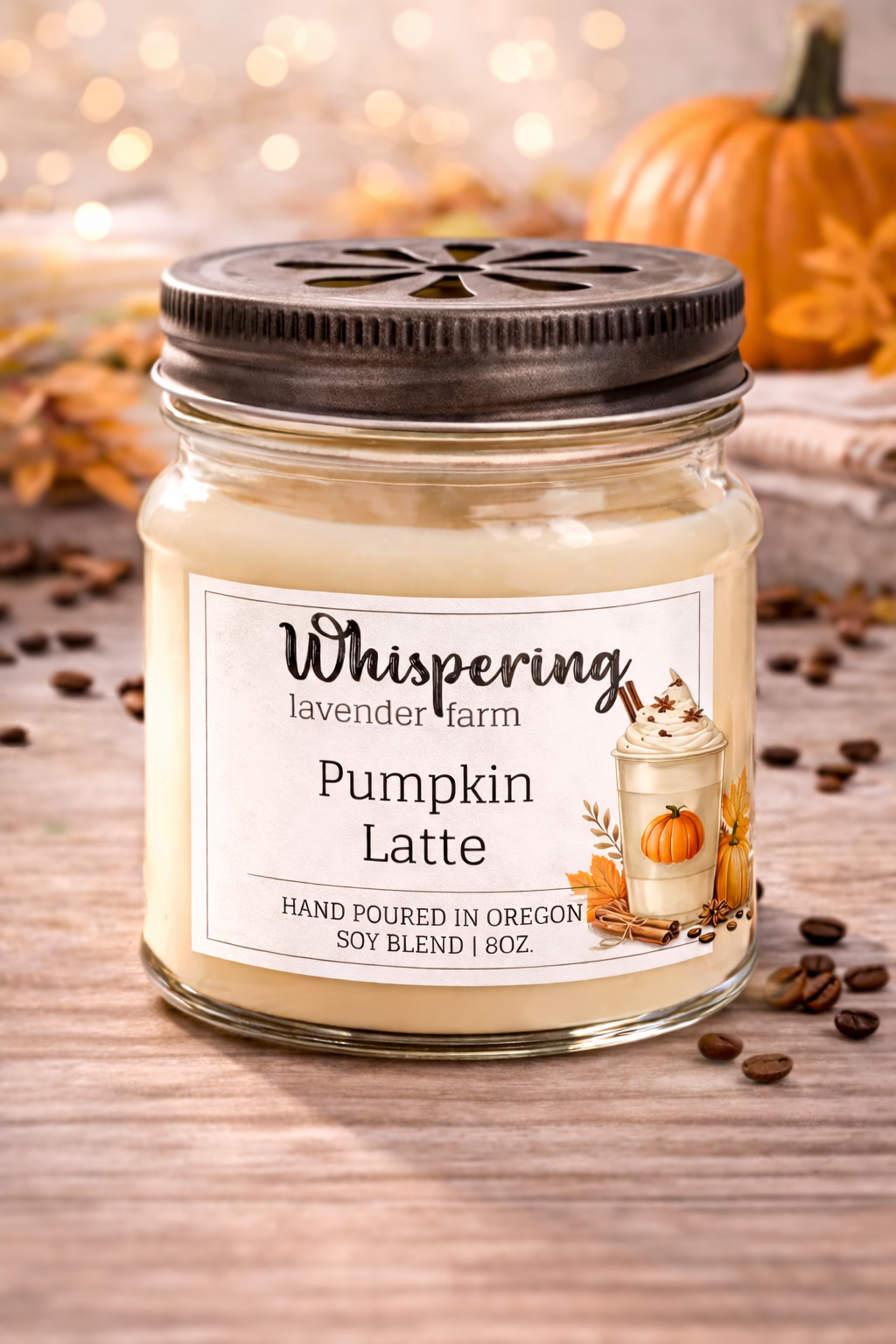 Mason Jar Candle 8oz: Pumpkin Latte